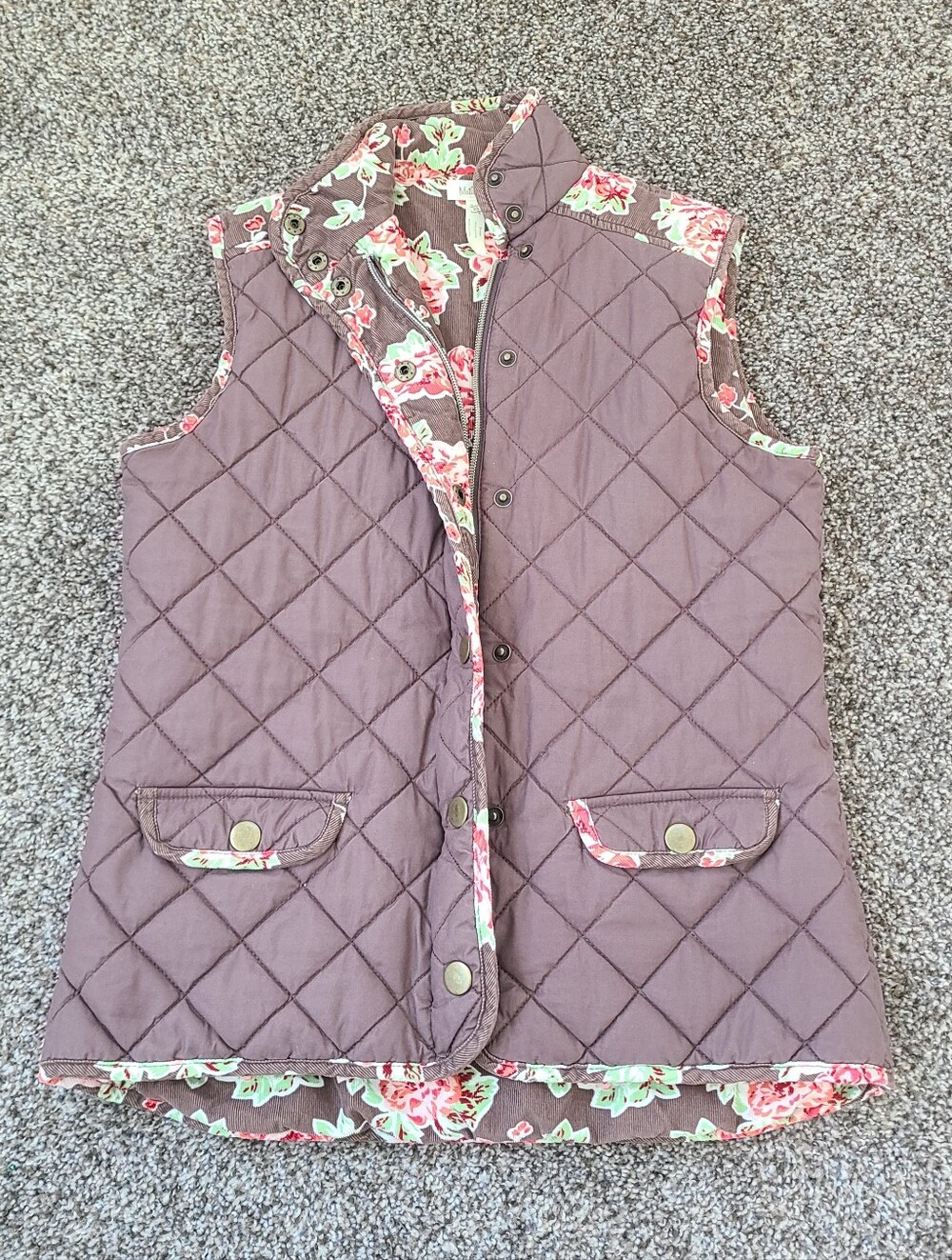 Matilda Jane Vest Size Xs Brown & Florals